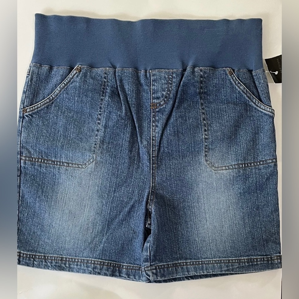 Maternity Womens Small Shorts Blue Jean Denim New With Tags Over Belly 8 10